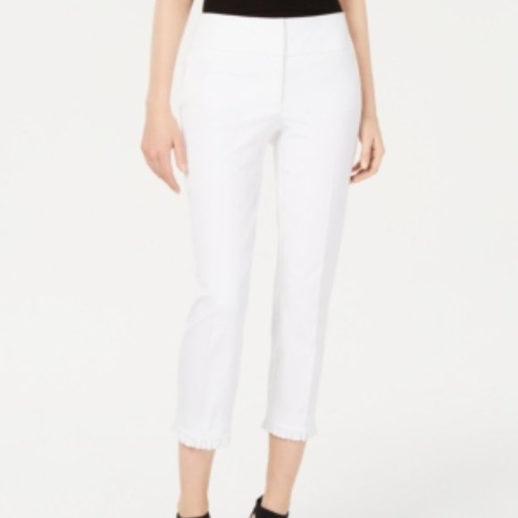 Alfani Pants - 💞Alfani Womens Ruffled Slim Leg Ankle Pants White